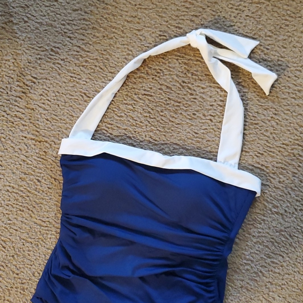 Ralph Lauren Shirred Bandeau One Piece Bathing Sui - Picture 5 of 10